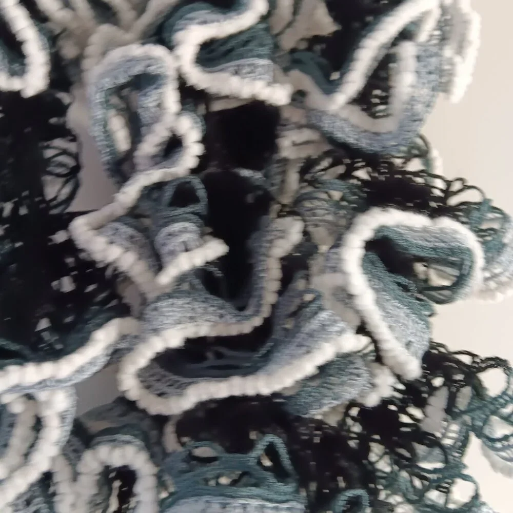 Handmade by me black grey‎ and white   ruffle accessory scarf, Never worn E12